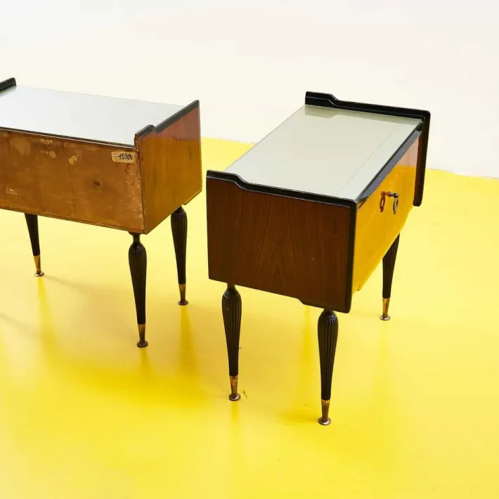 Pamono Bedside Tables with Glass Top, 1950s, Set of 2 Best
