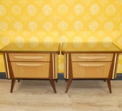 Pamono Bedside Tables with Glass Top, 1960s, Set of 2 New