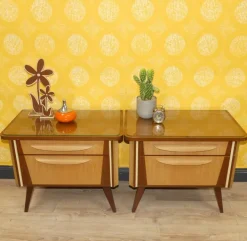 Pamono Bedside Tables with Glass Top, 1960s, Set of 2 New