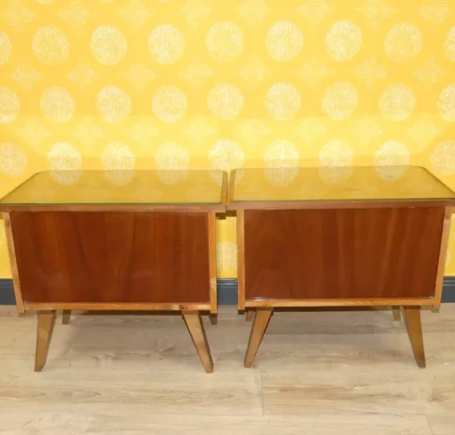 Pamono Bedside Tables with Glass Top, 1960s, Set of 2 New