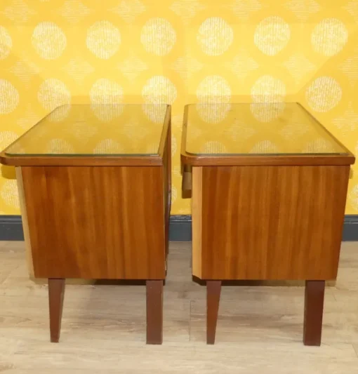 Pamono Bedside Tables with Glass Top, 1960s, Set of 2 New