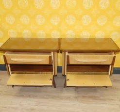 Pamono Bedside Tables with Glass Top, 1960s, Set of 2 New