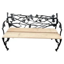 Pamono Bench in Cast Iron with Decor of Branches and Snakes, 1900