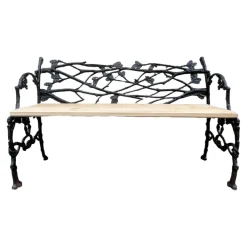 Pamono Bench in Cast Iron with Decor of Branches and Snakes, 1900
