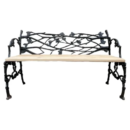 Pamono Bench in Cast Iron with Decor of Branches and Snakes, 1900