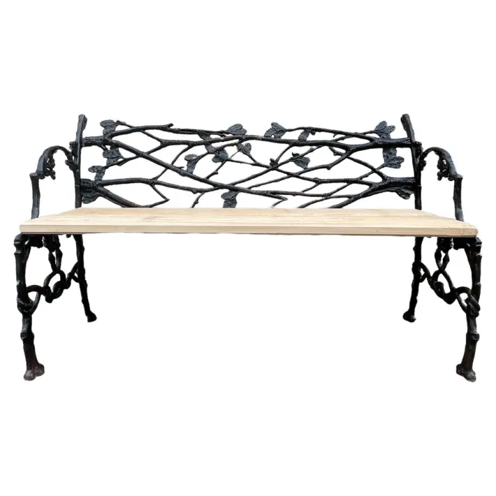 Pamono Bench in Cast Iron with Decor of Branches and Snakes, 1900