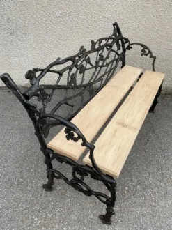Pamono Bench in Cast Iron with Decor of Branches and Snakes, 1900