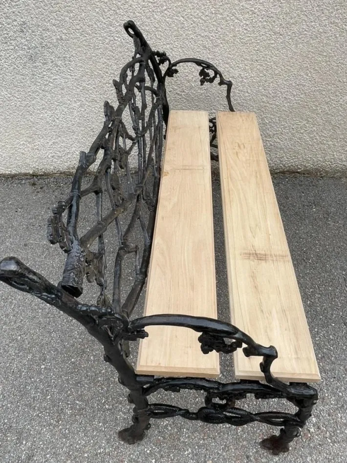 Pamono Bench in Cast Iron with Decor of Branches and Snakes, 1900