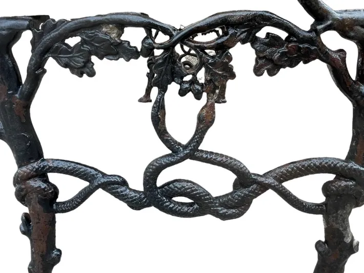 Pamono Bench in Cast Iron with Decor of Branches and Snakes, 1900