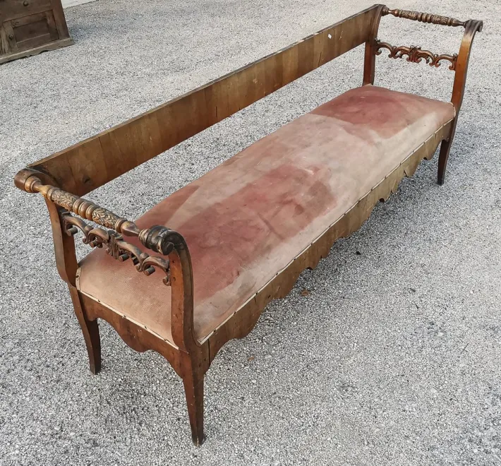 Pamono Bench in Walnut Veneer, Italy, 1830s Best
