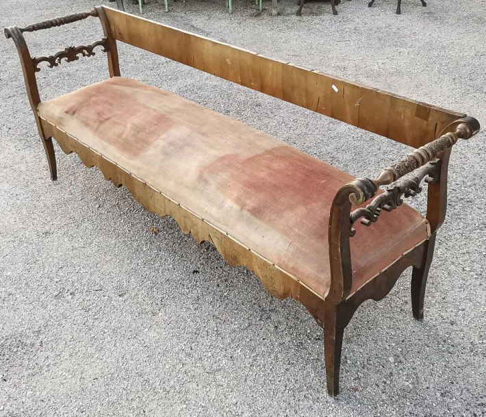 Pamono Bench in Walnut Veneer, Italy, 1830s Best