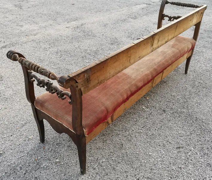 Pamono Bench in Walnut Veneer, Italy, 1830s Best