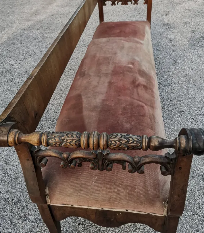 Pamono Bench in Walnut Veneer, Italy, 1830s Best