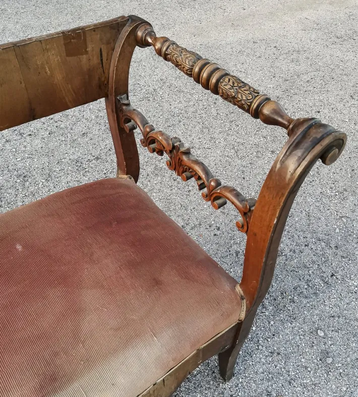 Pamono Bench in Walnut Veneer, Italy, 1830s Best