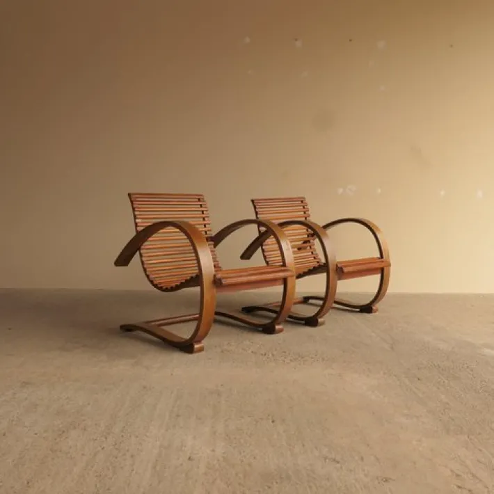 Pamono Bentwood Loungers, 1940s, Set of 2 Sale