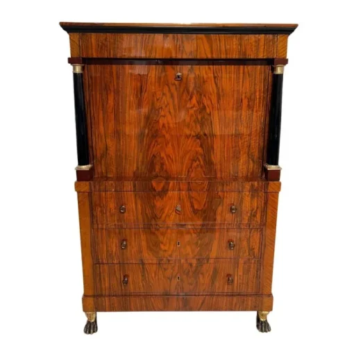 Pamono Biedermeier Secretary in Walnut and Maple, 1820 Clearance