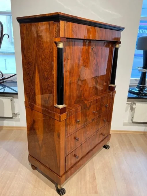 Pamono Biedermeier Secretary in Walnut and Maple, 1820 Clearance