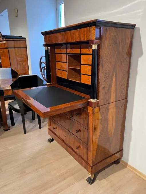 Pamono Biedermeier Secretary in Walnut and Maple, 1820 Clearance