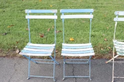 Pamono Bistro Garden Folding Chairs in Iron and Wood Slats, Set of 8 Discount