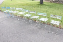 Pamono Bistro Garden Folding Chairs in Iron and Wood Slats, Set of 8 Discount