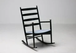 Pamono Black Beech Rocking Chair by Niels Eilersen, Denmark, 1960s