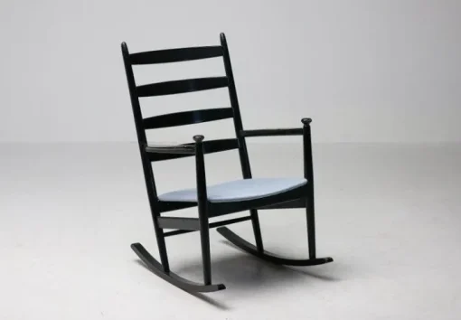 Pamono Black Beech Rocking Chair by Niels Eilersen, Denmark, 1960s
