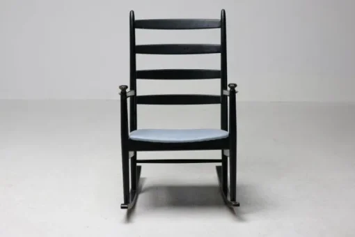 Pamono Black Beech Rocking Chair by Niels Eilersen, Denmark, 1960s