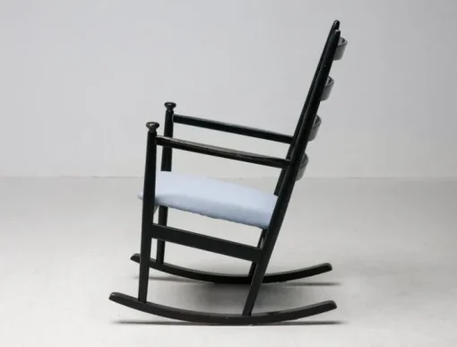 Pamono Black Beech Rocking Chair by Niels Eilersen, Denmark, 1960s