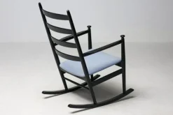 Pamono Black Beech Rocking Chair by Niels Eilersen, Denmark, 1960s