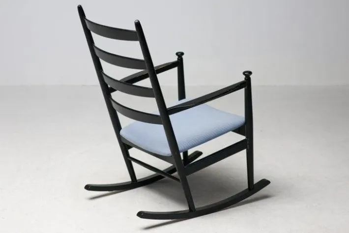 Pamono Black Beech Rocking Chair by Niels Eilersen, Denmark, 1960s