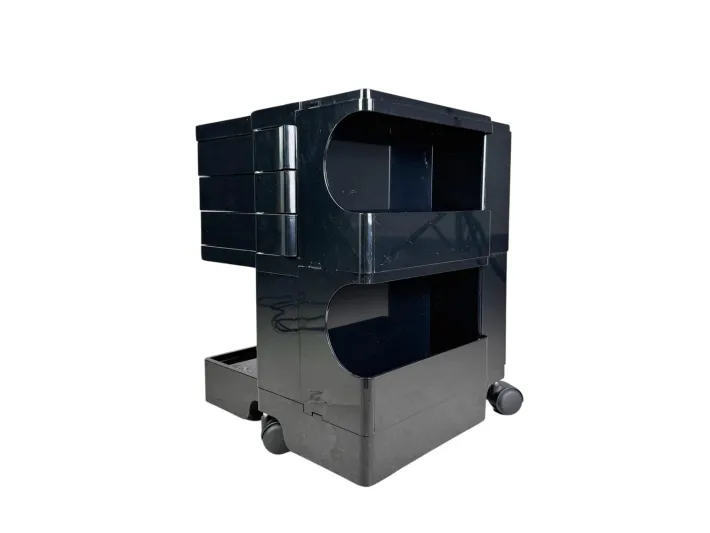 Pamono Black Bobby Storage Side Table by Joe Colombo, Italy, 1970s New