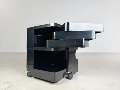 Pamono Black Bobby Storage Side Table by Joe Colombo, Italy, 1970s New