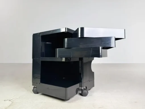 Pamono Black Bobby Storage Side Table by Joe Colombo, Italy, 1970s New