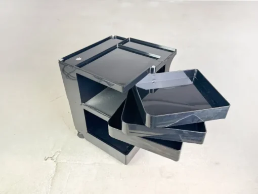 Pamono Black Bobby Storage Side Table by Joe Colombo, Italy, 1970s New