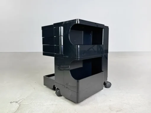 Pamono Black Bobby Storage Side Table by Joe Colombo, Italy, 1970s New