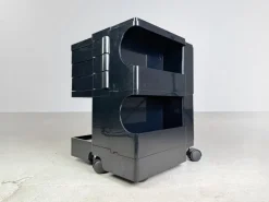 Pamono Black Bobby Storage Side Table by Joe Colombo, Italy, 1970s New