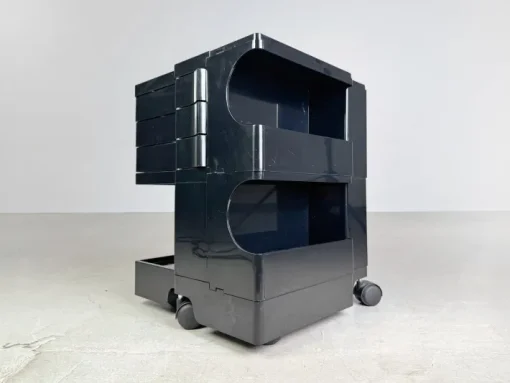 Pamono Black Bobby Storage Side Table by Joe Colombo, Italy, 1970s New