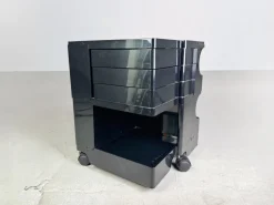 Pamono Black Bobby Storage Side Table by Joe Colombo, Italy, 1970s New