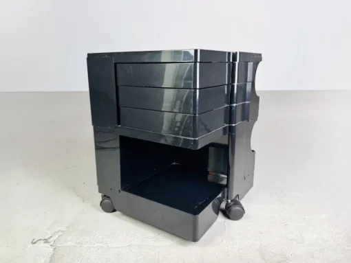 Pamono Black Bobby Storage Side Table by Joe Colombo, Italy, 1970s New