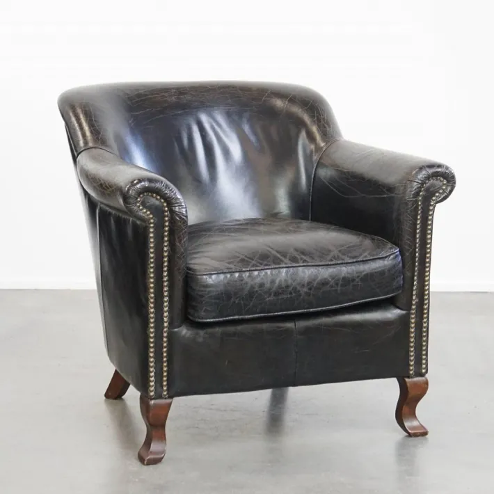 Pamono Black Grained Cowhide Armchair Discount