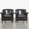 Pamono Black Grained Cowhide Armchairs, Set of 2 Best