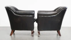 Pamono Black Grained Cowhide Armchairs, Set of 2 Best