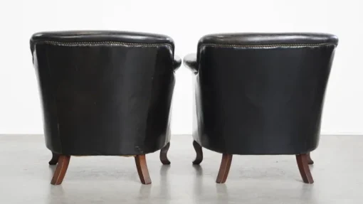 Pamono Black Grained Cowhide Armchairs, Set of 2 Best