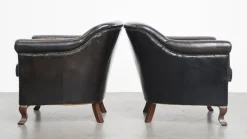 Pamono Black Grained Cowhide Armchairs, Set of 2 Best
