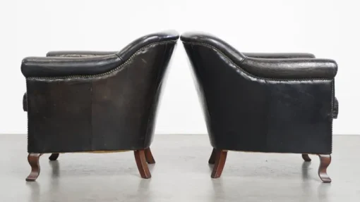 Pamono Black Grained Cowhide Armchairs, Set of 2 Best