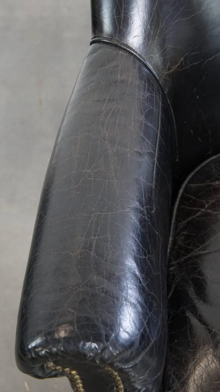 Pamono Black Grained Cowhide Armchairs, Set of 2 Best