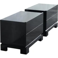 Pamono Black Lacquered High Gloss Cabinets by Emiel Veranneman, Belgium, 1980s, Set of 2 New