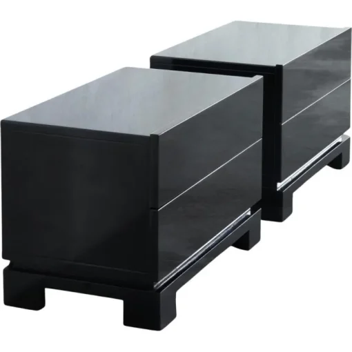Pamono Black Lacquered High Gloss Cabinets by Emiel Veranneman, Belgium, 1980s, Set of 2 New