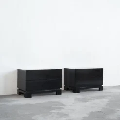 Pamono Black Lacquered High Gloss Cabinets by Emiel Veranneman, Belgium, 1980s, Set of 2 New