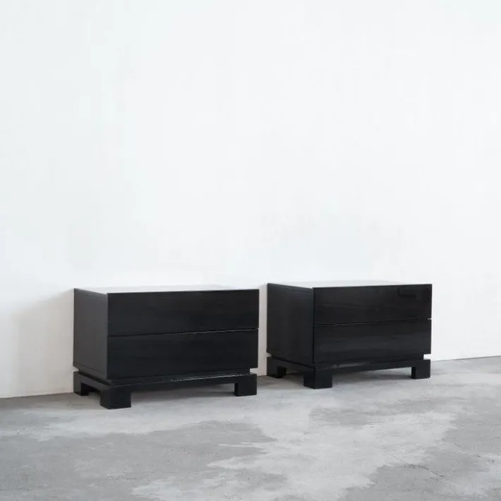 Pamono Black Lacquered High Gloss Cabinets by Emiel Veranneman, Belgium, 1980s, Set of 2 New